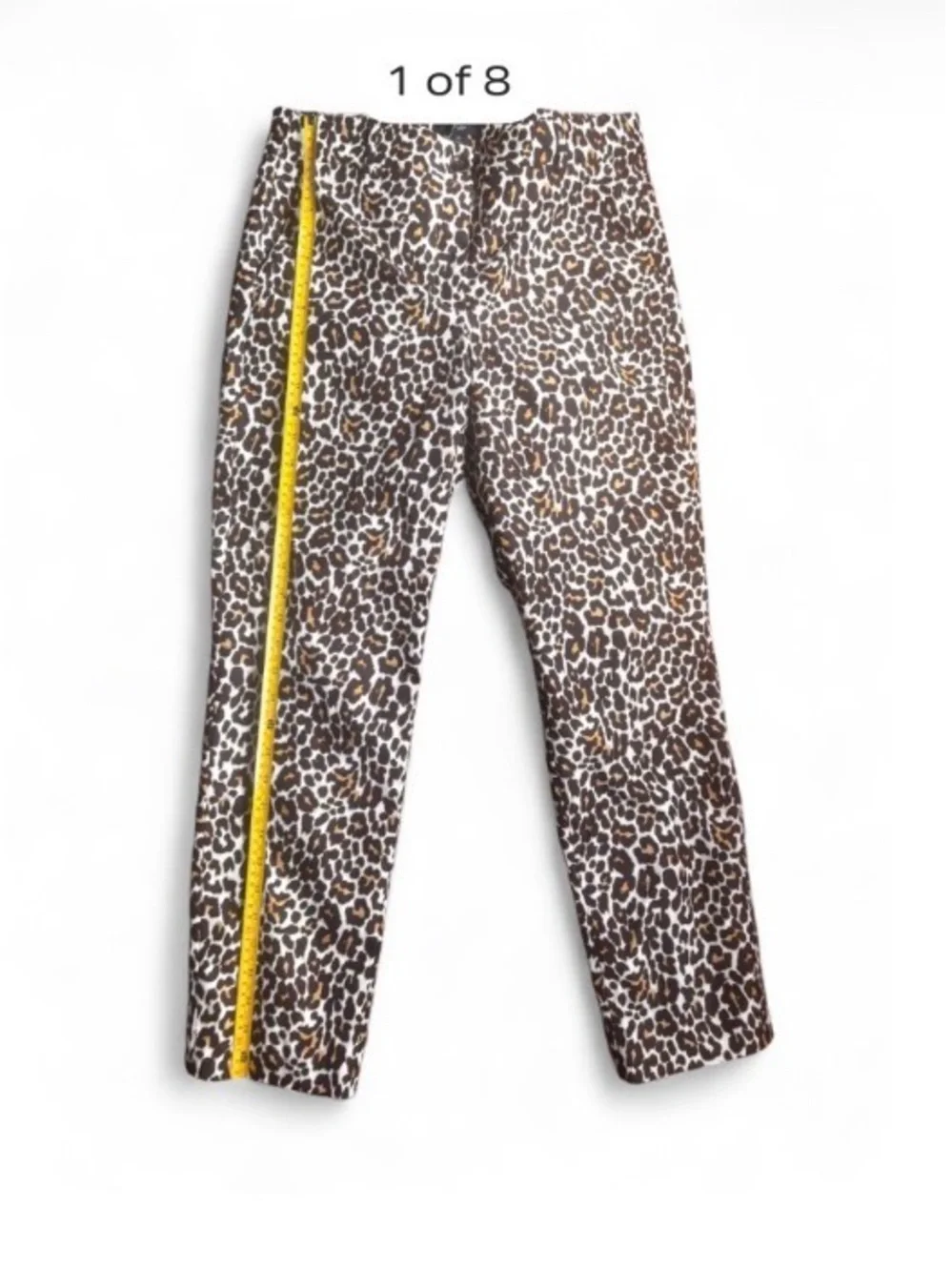 J. Crew Leopard Print Slim Crop Trousers in Brown